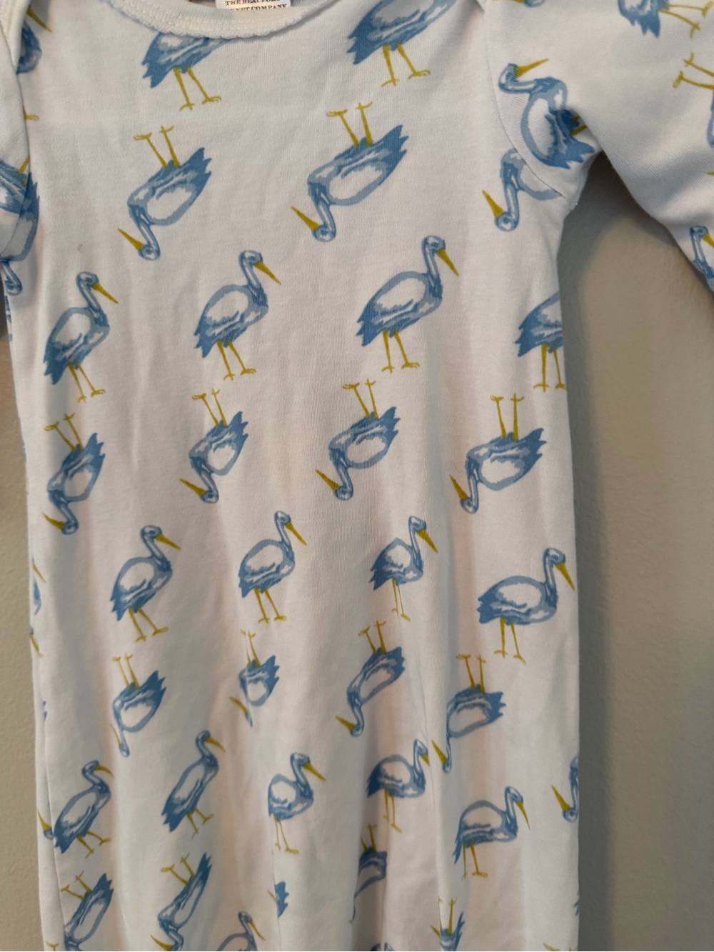 The Beaufort Bonnet Company Baby Gown Pajamas in White with Blue Bird Print - Picture 2 of 4